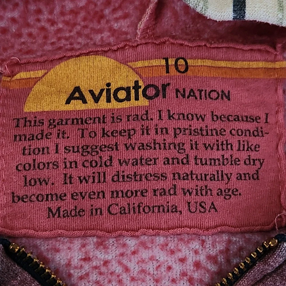 Aviator Nation Zip Hoodie Kids 10 Multicolor Serape Stripe Lightning‎ Bolt USA